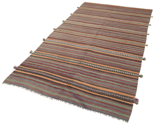 Anatolian Kilim Turuncu Çizgili Pamuk Yün El Dokuma Halısı 134x262 - El Dokuma - HALI.NET