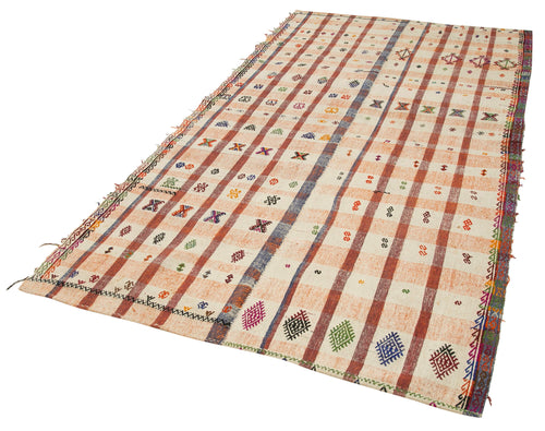 Anatolian Kilim Turuncu Çizgili Pamuk Yün El Dokuma Halısı 147x280 - El Dokuma - HALI.NET