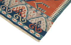 Anatolian Kilim Turuncu Geometrik Pamuk Yün El Dokuma Halısı 108x164 - El Dokuma - HALI.NET