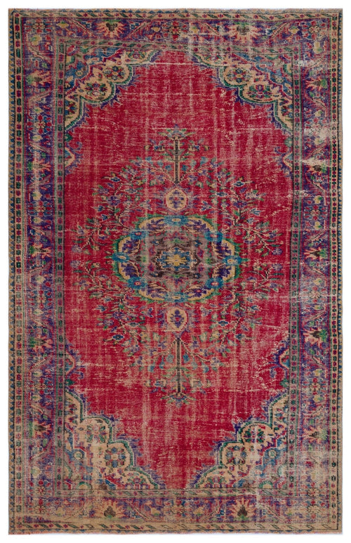 Atina 27371 Kırmızı Eskitme Yün El Dokuma Halısı 181 x 283 - El Dokuma - HALI.NET