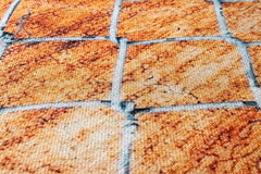 Roermond Turuncu Geometrik Pamuk ve Şönil Dijital Baskı Halı Pia Monte